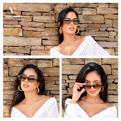 VANLINKER Polarized Trendy Thick Oval Round Sunglasses for Women Retro Shades VL98253