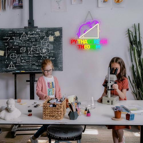 Image of Math Formula Neon Sign Pythagorean Theorem Light for Classroom Decoration