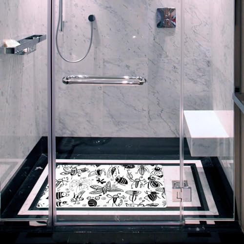 Tapis de bain antidérapant extra long en PVC avec trous de drainage