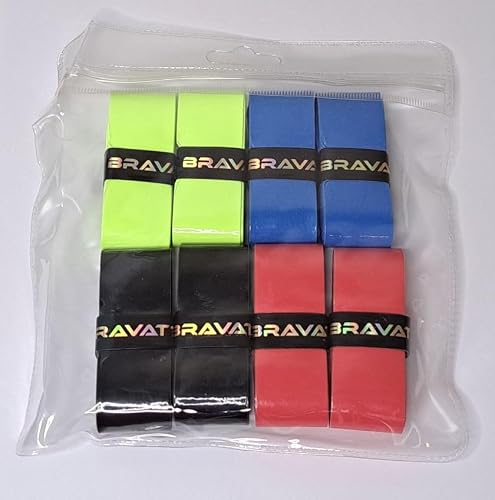 Bravatto Foosball Wraps 8-Pack: 2 Blue, 2 Black, 2 Red, 2 Neon Green. Pro Foosball Table Tournament Handle Wraps