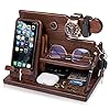 TESLYAR Wood Phone Docking Station Ash Key Holder Stand Watch Organizer Men Husband Wife Anniversary Dad Birthday…