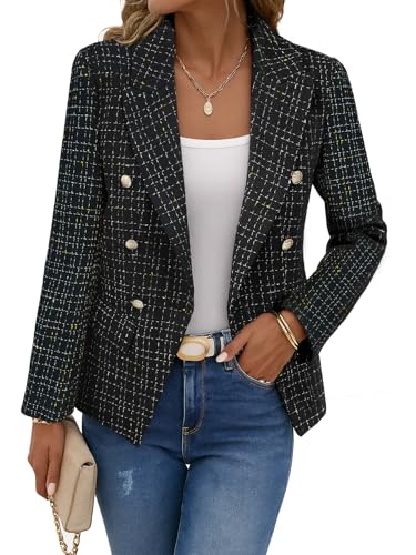 Mina Self Tweed Blazer Jackets for Women Plaid 2024 Fall