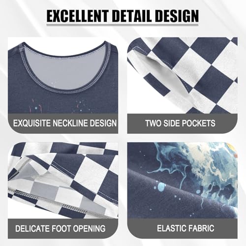 Checkerboard Plaid Football Dark Blue Pajama Set Short Sleeve Sleepwear Soft Pajamas Shorts Sets Cotton PJS 5Y4