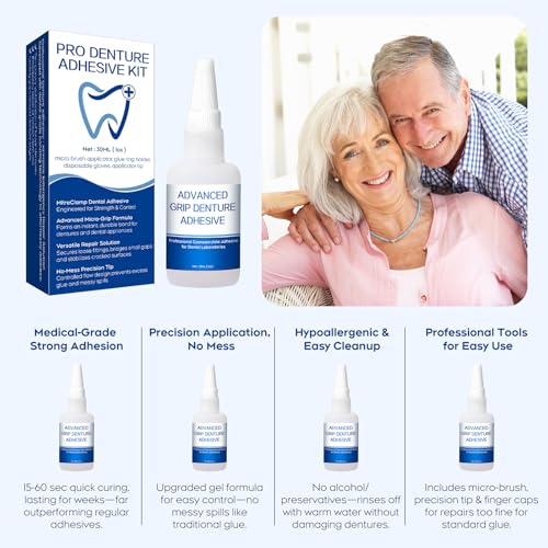 Dental Lab Instant Bonding Glue for Dentures & Lab Tools – Fast-Setting in 15–60 Sec | Denture Crack Repair & Gap Filling | Controlled Gel Formula | 1oz Detail