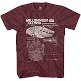 STAR WARS Corellian Freighter Millennium Falcon Adult Tee Graphic T-Shirt for Men Tshirt ((Premium Spiral Maroon Wash, 3X-Large) -  Mad Engine, LLC.