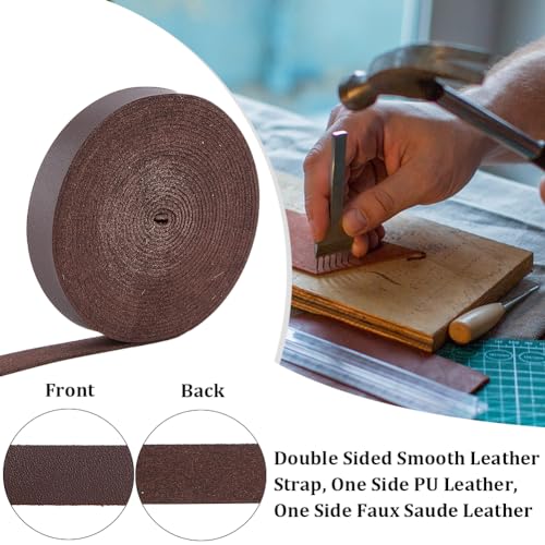 GORGECRAFT 5M x 15mm Wide Leather Strap Flat Leather Cord 1.6mm Thick Lychee Grain Imitation Strips Threads Braiding Ropes for DIY Craft Pet Collars Guitar Belt Bracelet Jewelry Making - Image 4