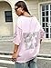 SOLY HUX Women's Y2K Jersey Shirts Oversized Graphic Mesh V Neck Half Sleeve Drop Shoulder Loose Tee Tops Pink Letter Medium
