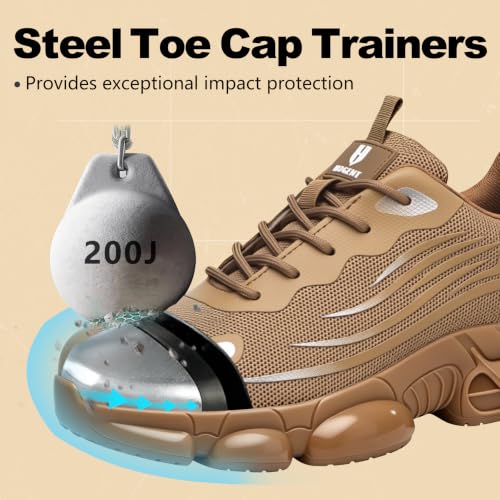 Image of Hogent Steel Toe Shoes for Men Women, Ultra Lightweight Premium Comfortable Work Sneakers, Puncture Proof Air Cushioned All‑Day Wear Safety Toe Shoes for Industrial Construction Warehouse Factory Work