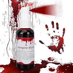 Halloween Fake Blood Spray, Blood Splatter Fake Blood Washable Eye Blood Drops Body Paint,Fake Blood for Clothes and Zombie Monster Vampire Clown Costume Cosplay Makeup(2.1 oz)