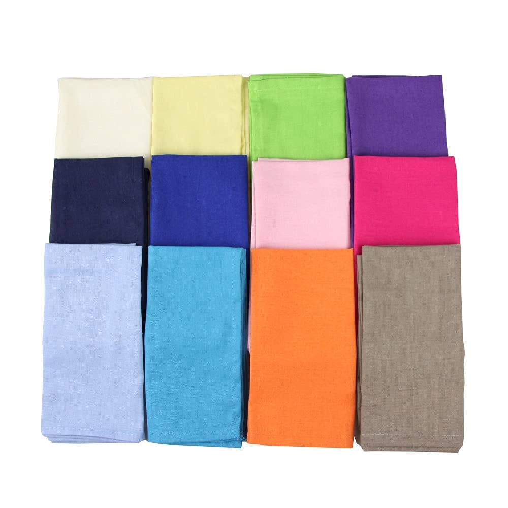 Conception de couleur unie Un ensemble de 12 pièces de serviettes de tissu 40x40 cm Coton et serviettes de lin Platemats Table à manger doux Table à manger Pavé de serviette pour enfants Table à mange