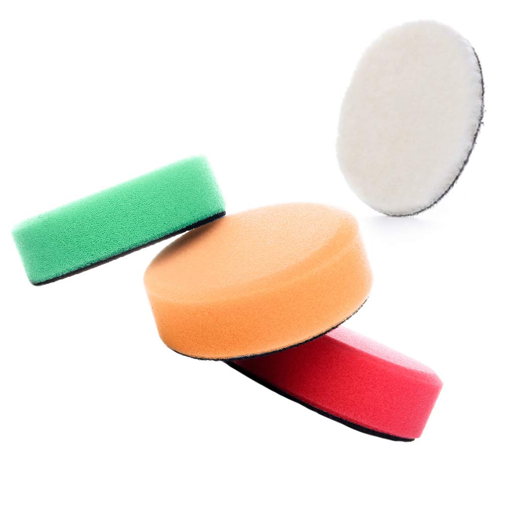 SGCB 3.2” RO Buffing Pad Foam Polishing Sponge Pad Microfiber Finishing Pad, Hoop & Loop Grip Finishing Buffing Grinding Foam Disc Pad Smooth Edge Scratch Free, 4 Type