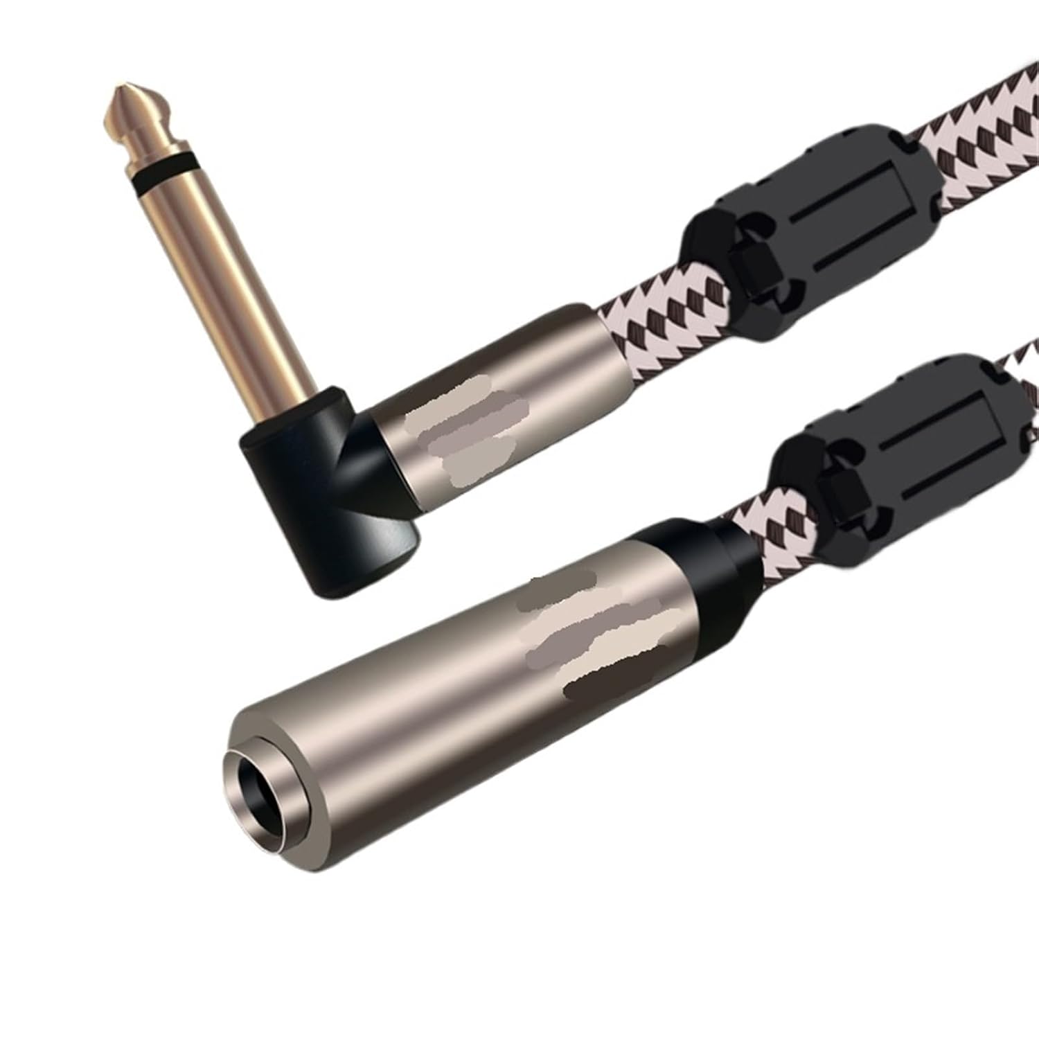 Mono Angle 6.5mm Male to 6.5mm Female Audio Cable 1/4" TRS Jack for Monitor Headphone Shielded OFC Extension Cable(Red Angle Type,1m)