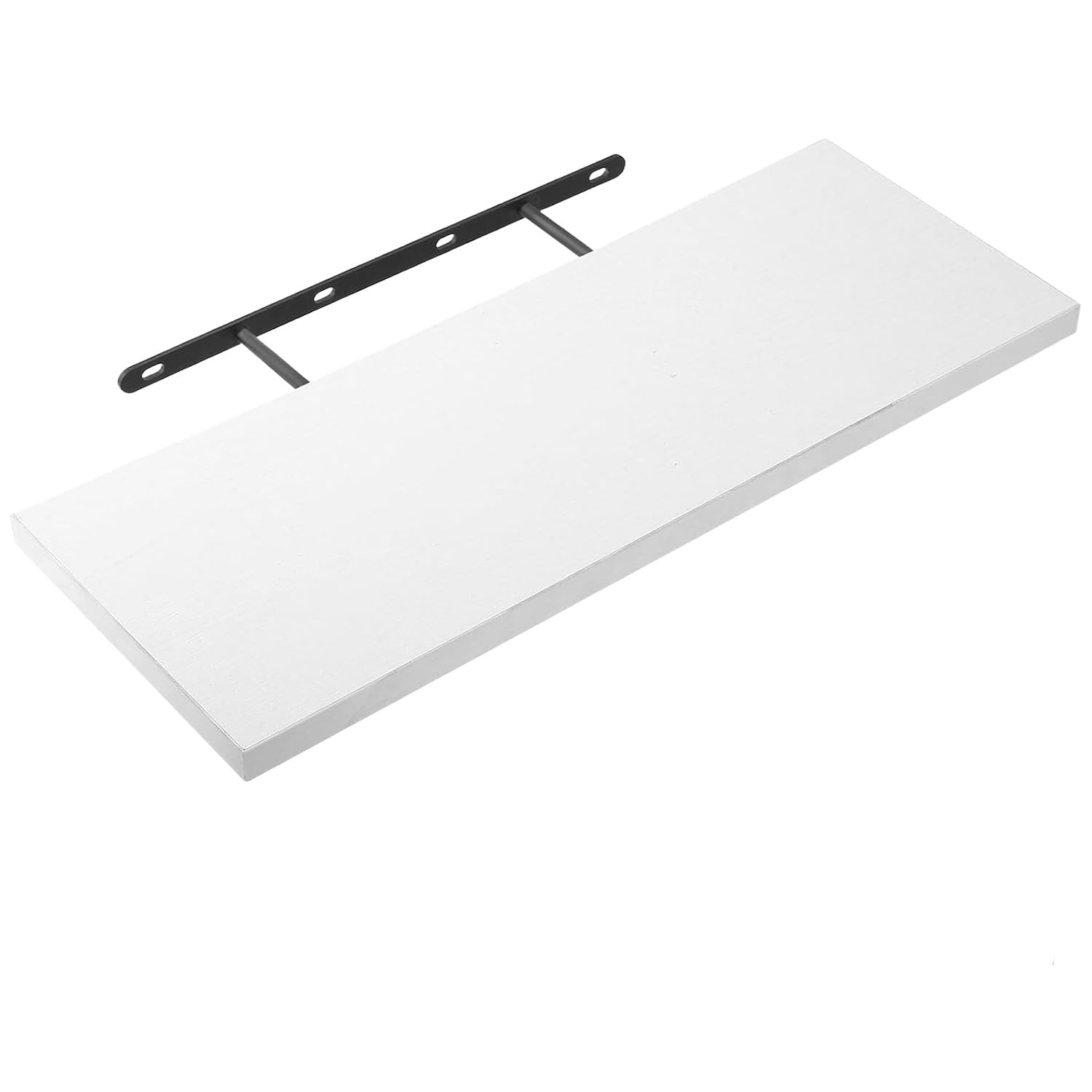 wellrun 40cm Long Floating Shelf,White Wooden Wall Shelf,Wall Mounted Shelves with Strong Bracket,Storage Display Rack for Bedroom Kitchen Bathroom Living Room Office Hallway