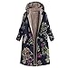 Produktbild iHENGH Damen Herbst Winter Bequem Mantel Lässig Mode Jacke Frauen  Womens Winter Warm Outwear Blumendruck Mit Kapuze Taschen Vintage Oversize Mäntel