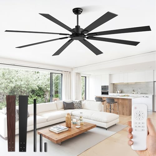 ZMISHIBO 80" Ceiling Fan with Remote, 8 Blades, DC Motor