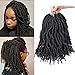 MOBOK 6packs NEW Goddess Locs Crochet Hair 14 Inch Pre-Looped Skinny River Fauxs Locs Wavy Crochet With Curly Hair In Middle And Ends (14inch, 1b#)