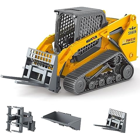 Mostop Construction Truck Toy 3 in 1 Skid Steer Loader with Metal Forklift and Grab Shovel Construction Vehicle, 1/50 Tracked Metal Forklift Truck Toy for Kids Boys Ages 3+ Cover