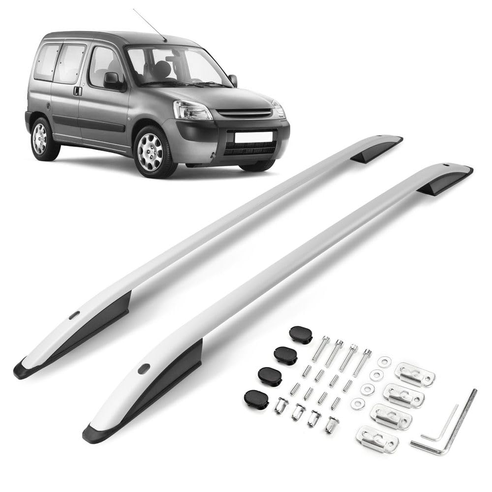 CHROMEMASTER | Barras Portaequipajes, Rieles de Techo Compatible con Peugeot Partner 1996-2008; Se Utilizan para el Montaje de Portaequipajes de Techo, Cajas de Techo o Portabicicletas; Aluminio