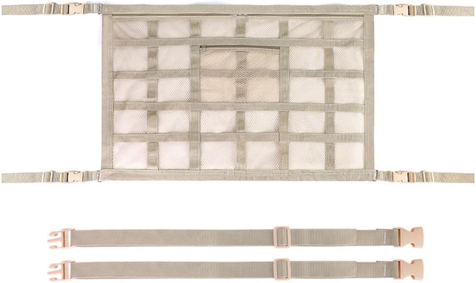 Car Ceiling Cargo Net for Jeep Wrangler 1986–2025 2026 YJ/TJ/JK/JL, Interior Overhead Storage Organizer with Zipper Pocket, Roof Mesh Grid Pouch Automotive Accessories,90 * 65
