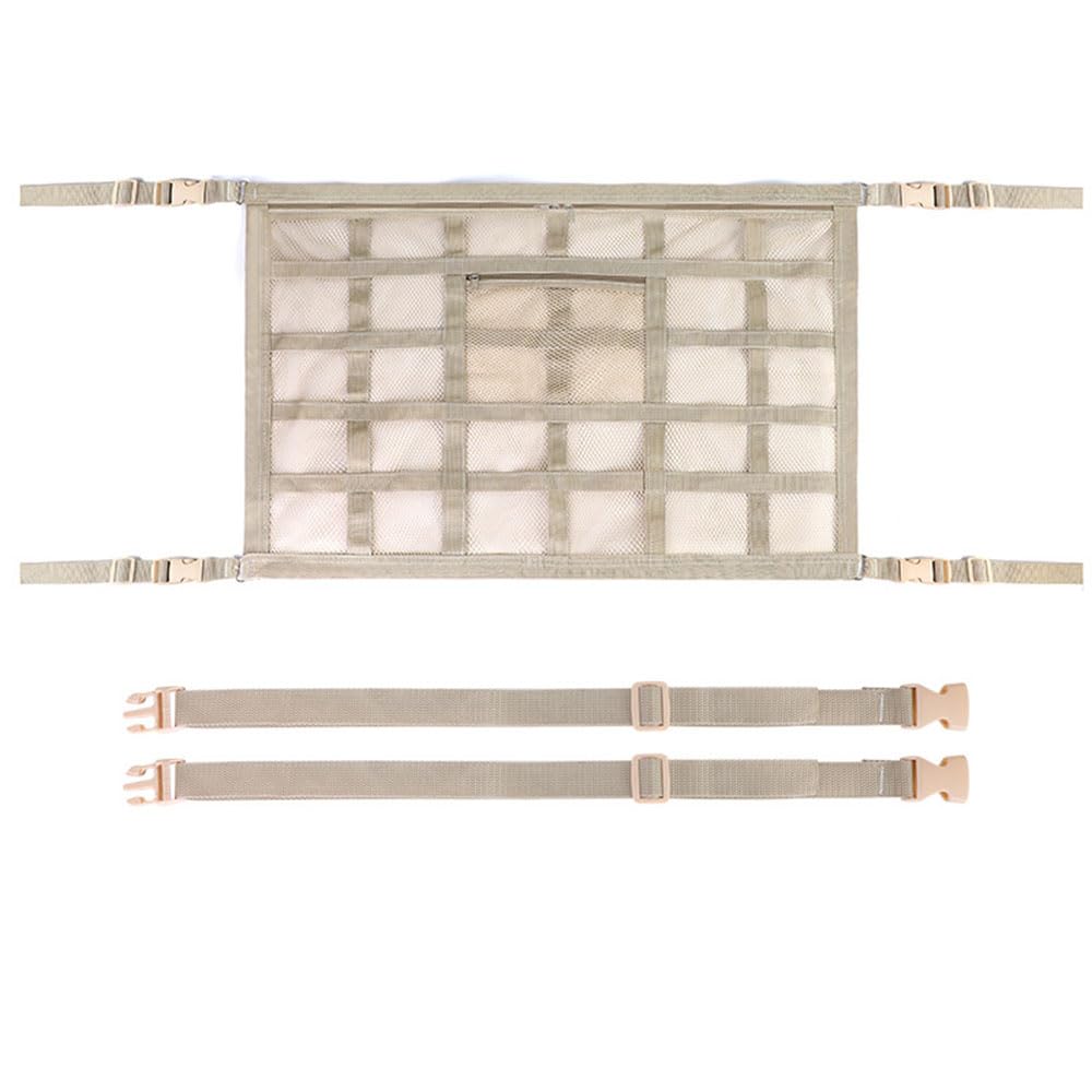 UTLODY Car Ceiling Cargo Net for Audi TT 2008–2023 8J/FV, Interior Overhead Storage Organizer with Zipper Pocket, Roof Mesh Grid Pouch Automotive Accessories(70 * 50)