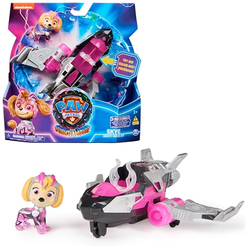 PATRULHA CANINA - Figura Skye e Avião de Brinquedo com Luzes e Sons do Superfilme - 6067506 - Brinquedos Crianças 3 Anos + - Presente Criança 3 Anos +