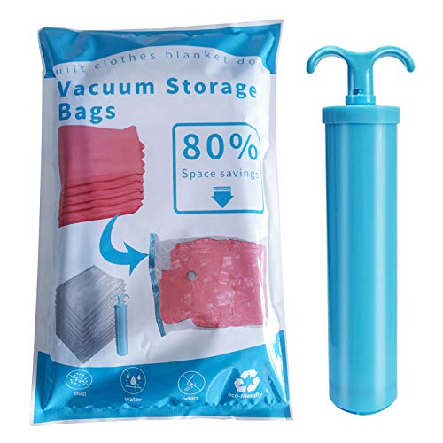 Vacuum Storage Bags80 More Storage Double-Zip Seal and Triple Seal Turbo-Valve for Comforters Blankets Clothes Pillows Travel Vacuum Compression Bags 2S2M2L2XL