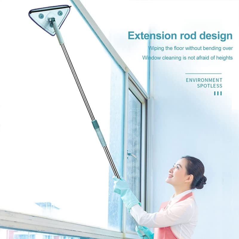 Image of Rotatable Triangle Mop with Long Handle, Microfiber Flat Floor Mop Rotatable Brush (Multicolor)