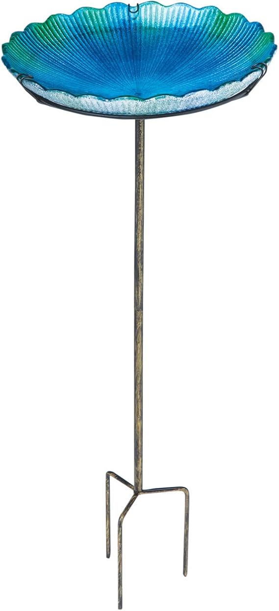 Sea Glass Bird Bath with Metal Stake Amazon.co.uk Garden