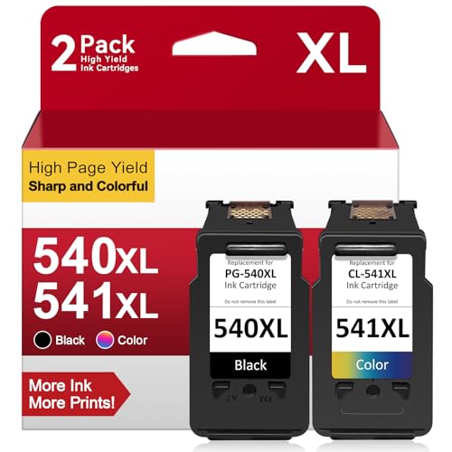 540XL 541XL Twin Pack Compatible for Canon 540 and 541 Ink Cartridges, Printer ink 540 541 XL, Ink cartridges 540 and 541 for Pixma TS5150 MG3650s MX475 MG3650 TS5151 MG4250 MG3600 MG3250 MG3550