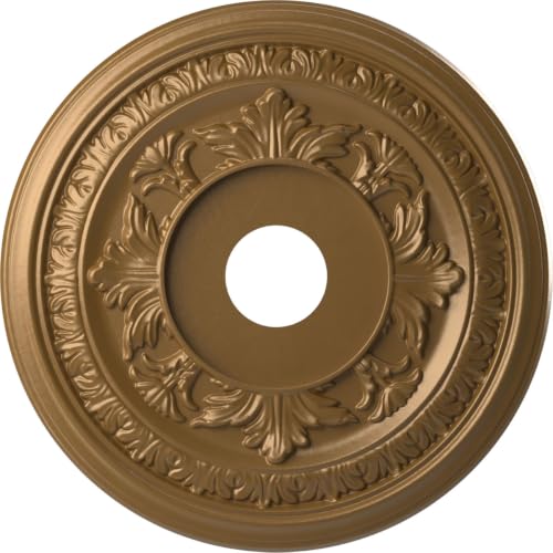 Image of Ekena Millwork CMP19BACGH Baltimore Thermoformed PVC Ceiling Medallion (Fits Canopies up to 7 3 /4 inch), 19 inchOD x 3 1 /2 inchID x 1 inchP, Metallic Gold Rush