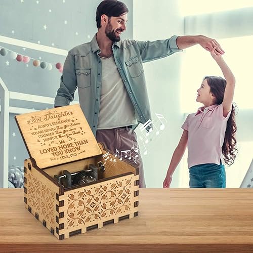Image of Zesta Dad to Daugther Wooden Musical Box Gift | Vintage Music Crank Mini Collectible for Girlfriend, Boyfriend, Husband, Wife | Unique Musical Gifts for Music Lovers | Classic Wooden Box