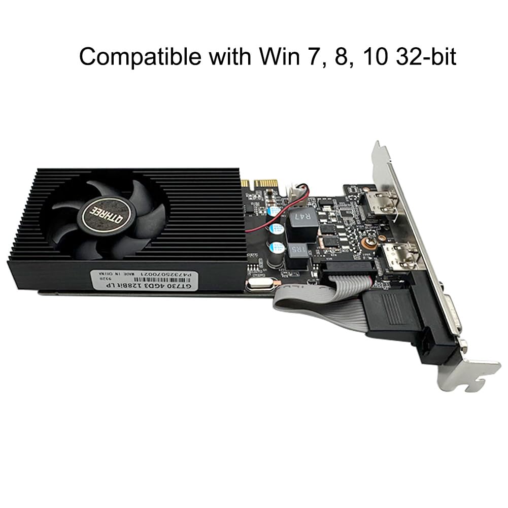 QTHREE GT 730 - Tarjeta gráfica DDR3 de 4 GB (128 bits, Dual HDMI, VGA, perfil bajo, GPU para ordenador, tarjeta gráfica de escritorio para PC, DirectX 11)