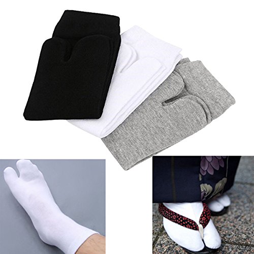 3 Pairs V-Shape Splited Toe Tabi Socks，Flip Flop Tabi Socks4