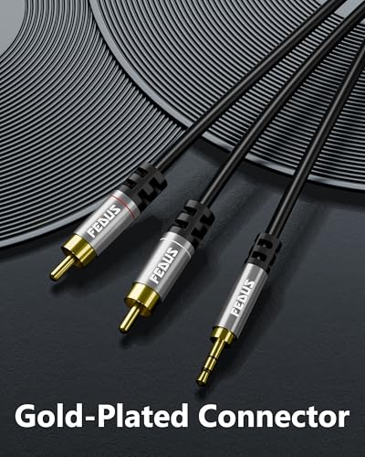 FEDUS 3.5mm to RCA Cable 9.8ft/3M, RCA to 3.5mm Male Audio Adapter 2RCA Gold Plated Shielded Stereo Y Braided Audio Adapter Cord RCA to AUX Cable for Smartphones, MP3, Tablets, Speakers, Home Theatre 7 51CcA3U4FNL