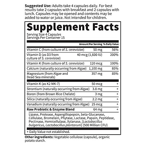 Image of Garden of Life Raw Calcium Supplement for Women and Men-Vitamin Code Made from Whole Foods with Magnesium, K2, Vitamin D3 and C Plus Probiotics for Digestion, 60 Capsules (Pack of 6)