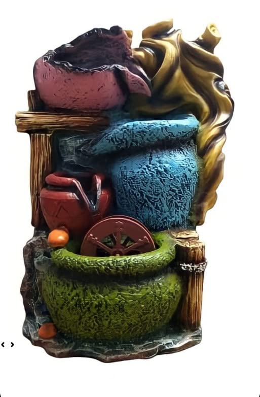 Resin Beautiful 3 Steps Designer Showpiece Water Fountain Waterfall Indoor Outdoor Multicolor (35.5 x 25 x 21cm)-image-20