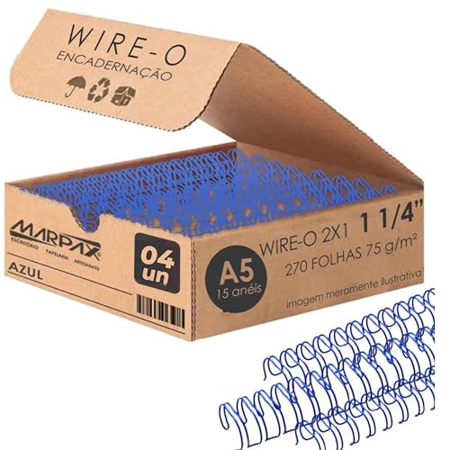 Wire-o para Encadernação 2x1 A5 Azul 1 1/4 para 270 fls 04un