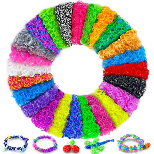 ROSHUKG 5100 Loom Bänder Set für Kinder, 24 Farben Gummibänder Set für Kinder Weben DIY Basteln Geschenk
