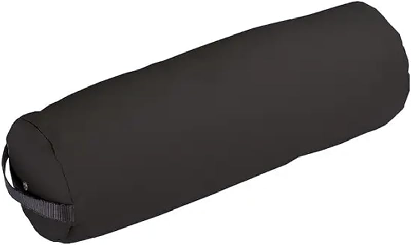 EarthLite Almofada Cilíndrica Fluffy para Maca de Massagem, Revestimento em PU e Alça, Preta, 1 unidade
