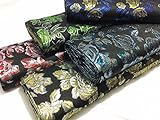 Largo: por el patio Metálico negro rosas de brocado tela chaquetas/chaleco/cojines/cortinas cf313, Gold/Silver-Black, 1 Yard