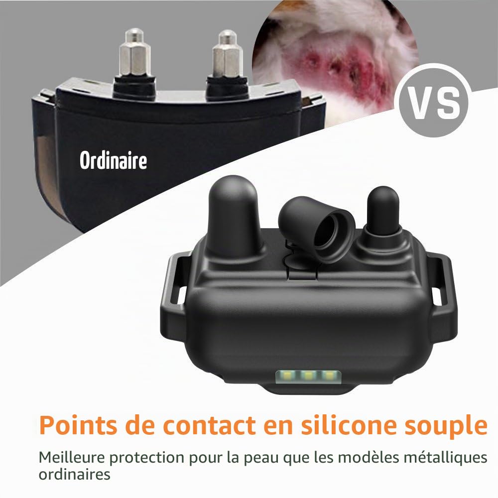 Collier de Dressage pour Chiens Electrique, Anti Aboiement avec Télécommande Beep Vibration Choc et Lumière LED, Etanche Rechargeable pour 2 Chiens Petit Moyen Gros Noir