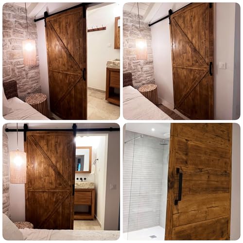 DesertBoy 2 Stk Scheunentor Griff, Schiebetür Handgriff, Schiebetür Griff, Scheunentorgriff, Schiebetürgriff, Schrank Türgriff, Griffe Schwarz, Massiver Stahl-Türgriff, mit Schrauben, für Eine Holztür