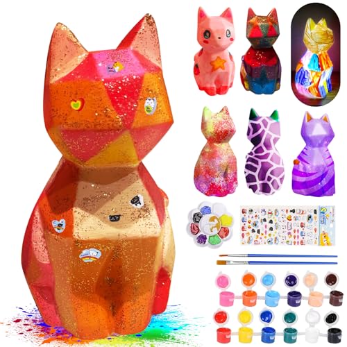 ONLYFUN Bastelset Kinder Katzenlampe Malset, Mädchen und Jungen, kreativ set für kinder, Spielzeug zum Bemalen, ideales Geburtstagsgeschenk für Kinder im Alter von 3-12 Jahren