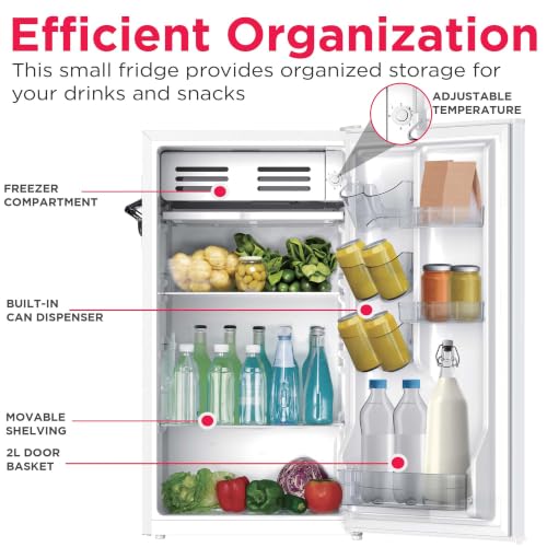 Frigidaire Retro Compact Fridge With Chiller, 3.2 Cu Ft Countertop Fridge With Built-In Bottle Opener, Compact Refrigerator For Office, Bedroom, Dorm Room Or Cabin - 18.7"D X 19.01"W X 33.27"H (White) - View 4 | Fridge.com