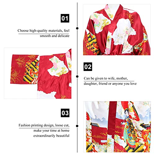 GALPADA Roupão De Seda Para Meninas Quimono Casual Japonês Traje Artificial Cardigã Roupa De Dormir