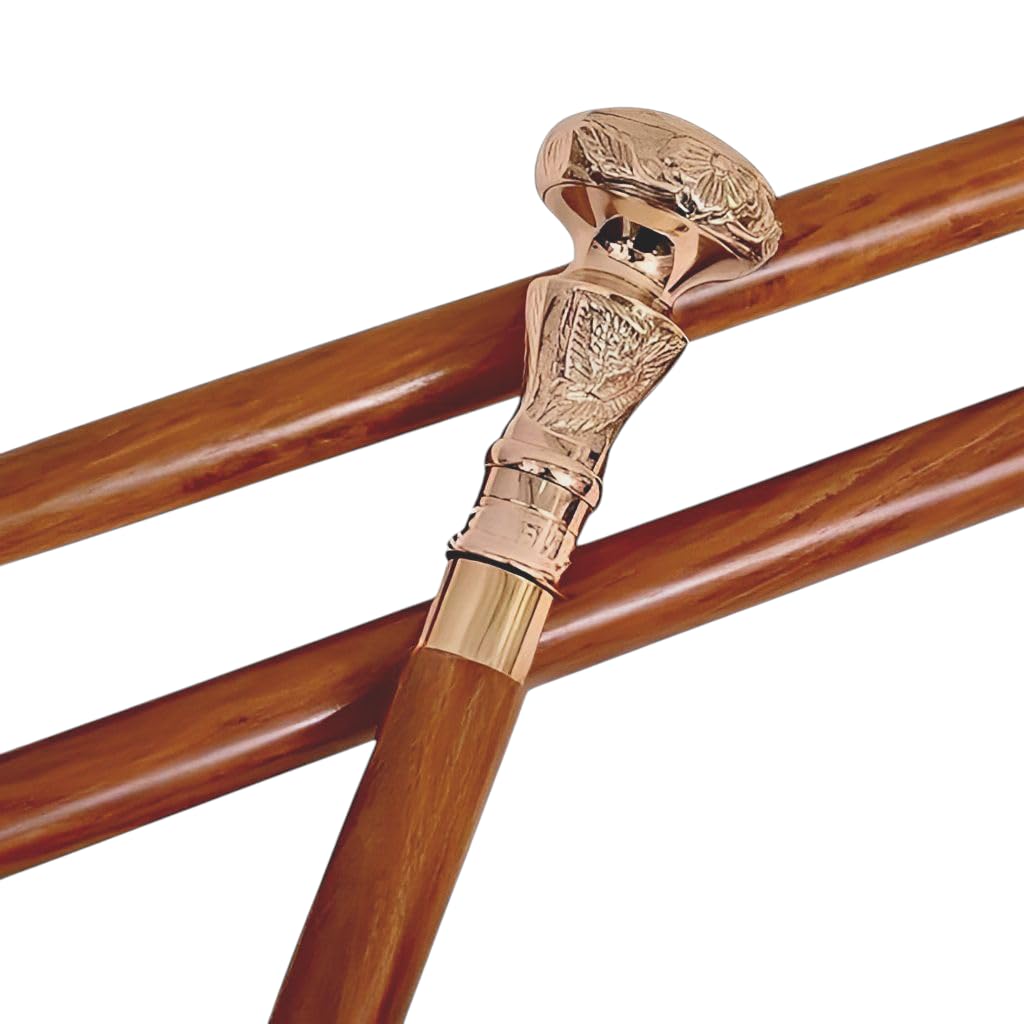 Bastón plegable de latón con mango victoriano, telescopio victoriano [36 pulgadas], bastón de madera para regalo para hombres y mujeres, VNT-022