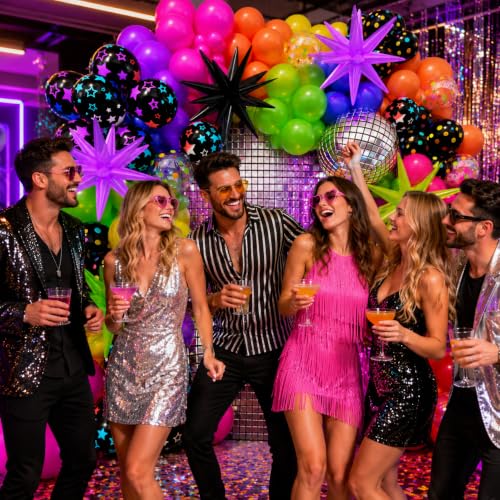 Image of 408Pcs Neon Balloons Arch Garland Kit with Glow in the Dark Balloons, Neon Balloon Arch Kit for Back to 80s 90s DISCO Birthday Party Let's Glow Party Rock Roll Fiesta Party Decorations