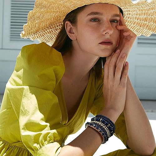 FIBO STEEL 6 Sets Bohemian Stackable Bead Bracelets for Women Stretch Multilayered Bracelet Set Multicolor Boho Jewelry4