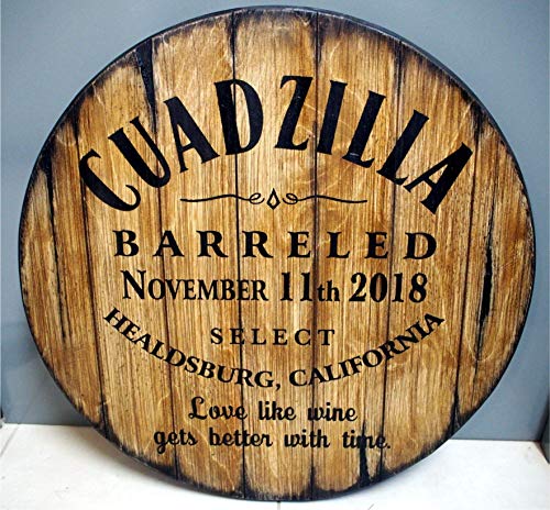 Personalized Round Table Top, Size 16/20/24/30/36/40/42/46 Inch, Handmade Custom Artwork On Rustic Wood, Inspired By Whiskey Beer & Wine Barrels, Living Room Bar Kitchen Patio Wood Furniture #TOP25