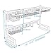 PUSDON Over Sink Dish Drying Rack Stainless Steel, Adjustable Large Dish Drainer for Storage Kitchen Organization White 2 Tier - Standard(26